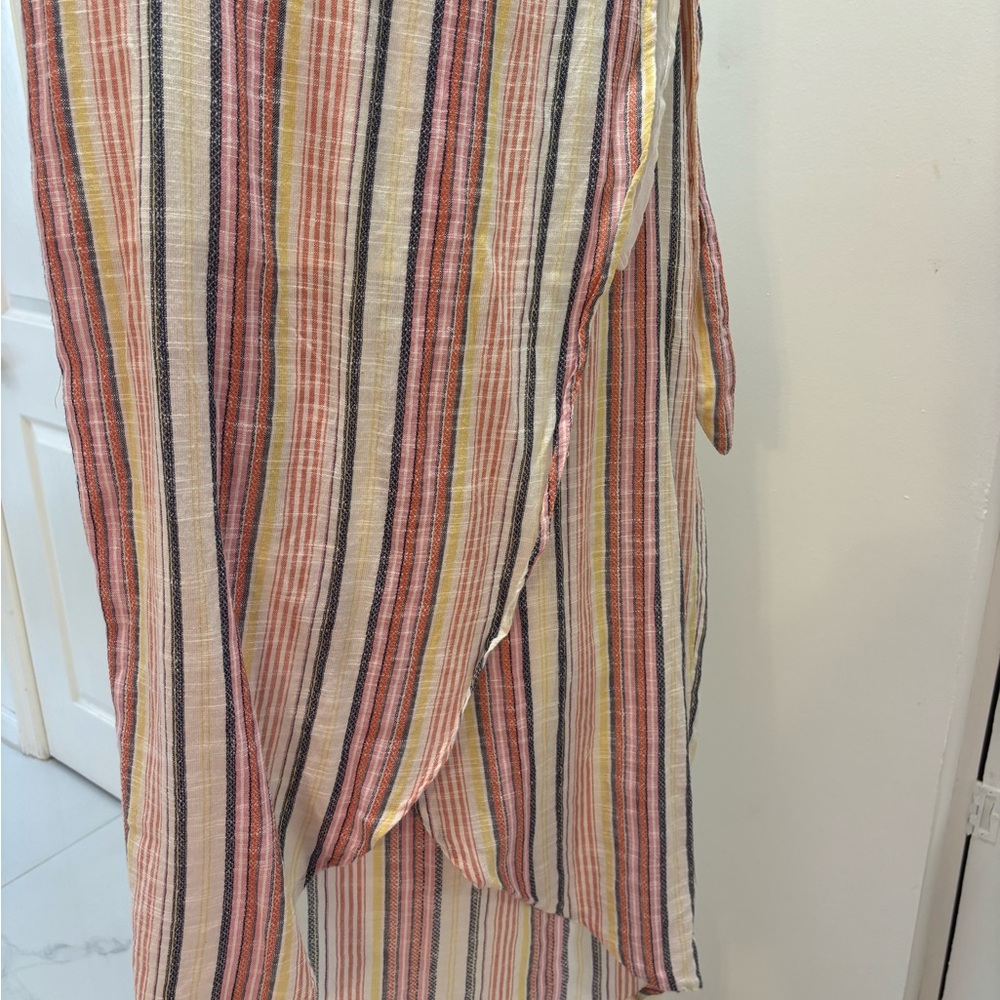 Free People Striped Wrap Maxi Skirt in Cream, Pink, Yellow & Navy - Picture 7 of 10